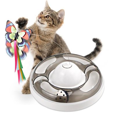 退屈する自己のちょっと蝶猫のおもちゃを取り除く球が付いている電気回転猫ペットおもちゃ