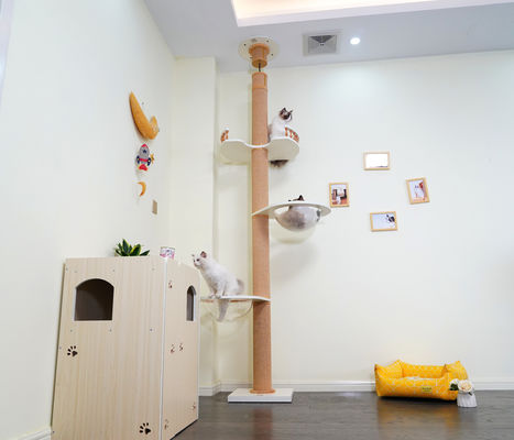 大きい木猫の家82*40*87cmをする天井への上昇の木の床