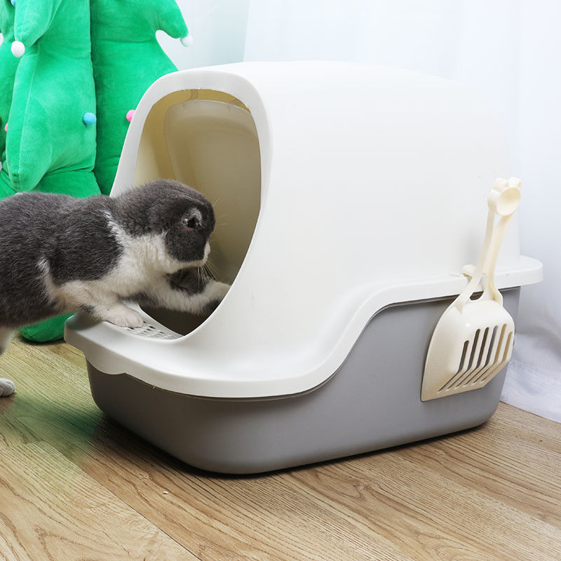十分に封じられたキャット リター鍋のシャベルが付いている防水フード付きのキャット リター箱