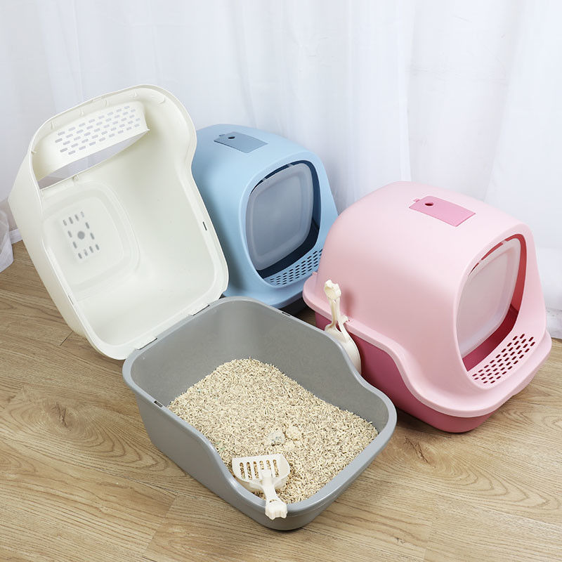 十分に封じられたキャット リター鍋のシャベルが付いている防水フード付きのキャット リター箱