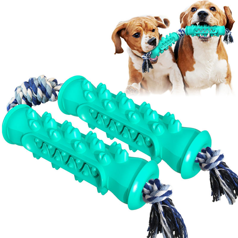 SEDEXの倍のロープが付いている小犬の歯ブラシの棒のための鋸歯状の安全な咀嚼のおもちゃ