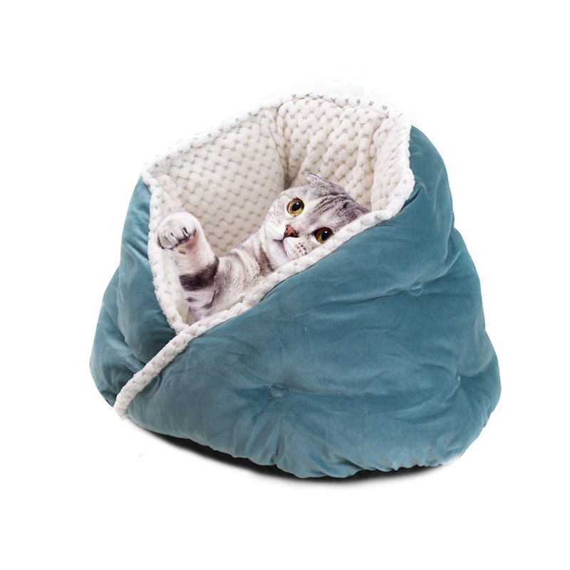 Plush暖かく柔らかい猫犬のベッドの洗濯できるペットは犬が洞窟を作る熟睡猫を寝かせる