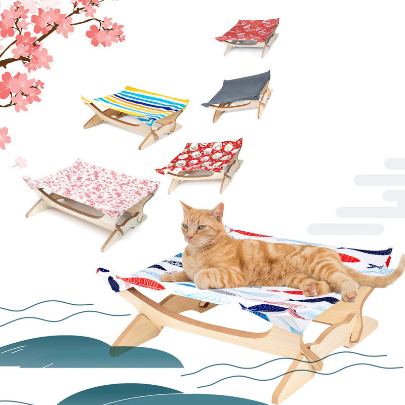 高い猫のベッド猫のハンモック毛布のベッド洗濯できる猫のソファーを掛ける木の取り外し可能なフレームの正方形