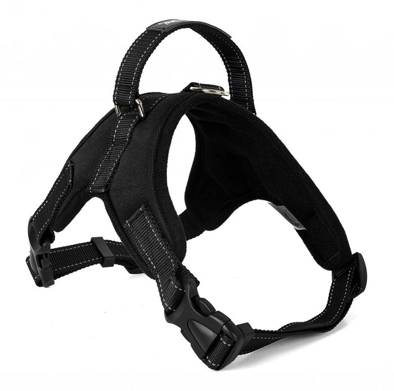 オックスフォードの網のキャンバス通気性の調節可能なパッドを入れられた犬の馬具のベストの飼い犬のサドルの箱の革紐引きペットつば無し
