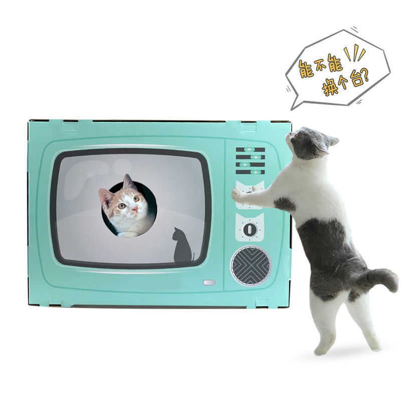 猫の家のScratcherスクラッチ・パッドの段ボール洞窟のベッドScratcherが付いているレトロTVの形猫のラウンジ