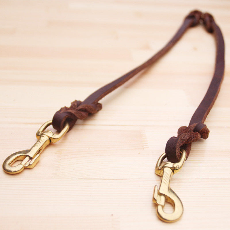 ペット牛革つばの鎖の馬具セットの牽引ロープ  二重終えられた犬の鉛50CM