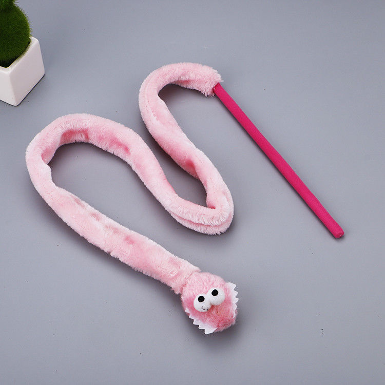 かわいい耐久猫のおもちゃのティーザー ヘビの形の子ネコのPlush細い棒31g