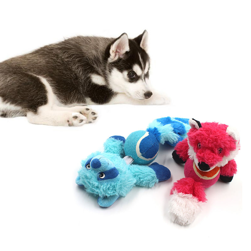 ピカピカのPlush犬のおもちゃFoxのアライグマのかみ傷抵抗力がある耐久犬の相互モルのおもちゃ
