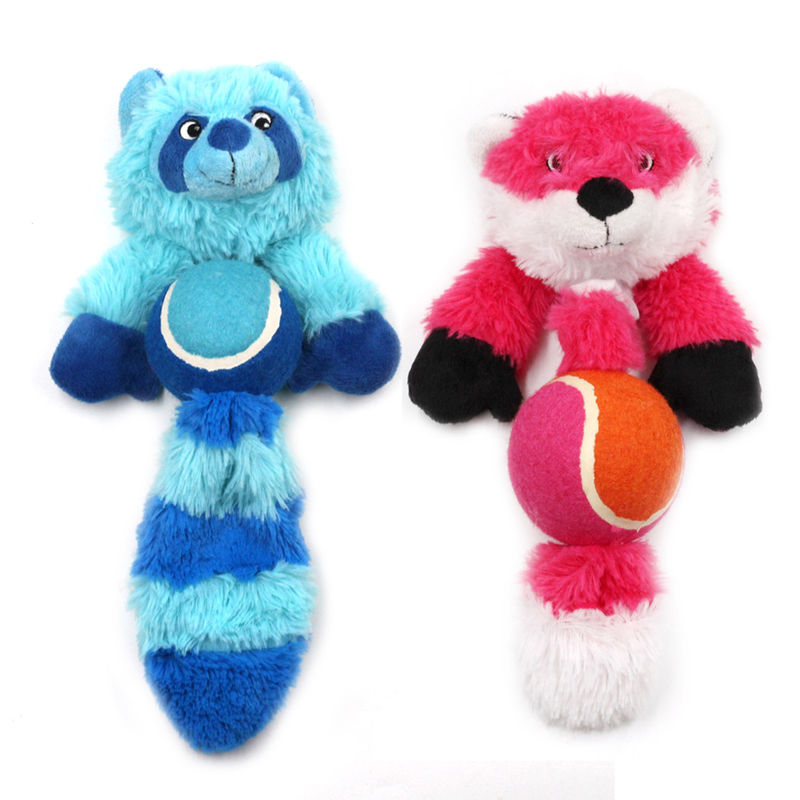 ピカピカのPlush犬のおもちゃFoxのアライグマのかみ傷抵抗力がある耐久犬の相互モルのおもちゃ