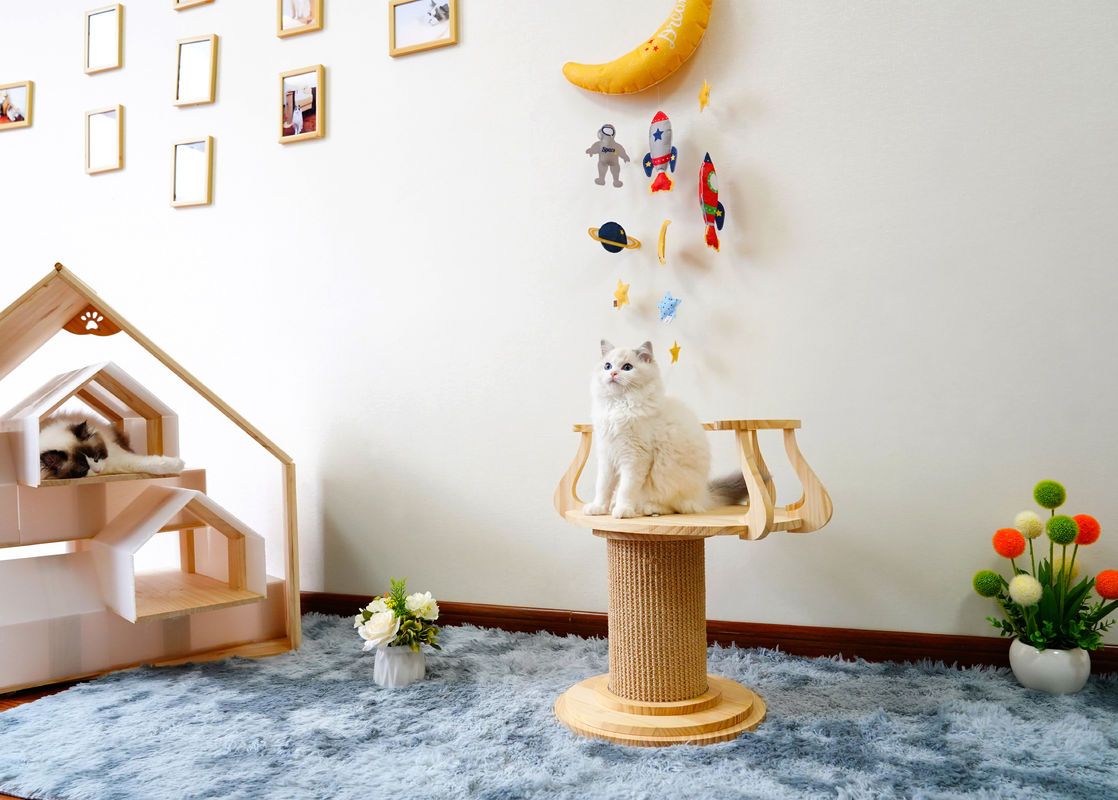Eco友好的な木製の負傷猫の上昇の木タワー猫の写真のテーブルLサイズ72cm M 62cm
