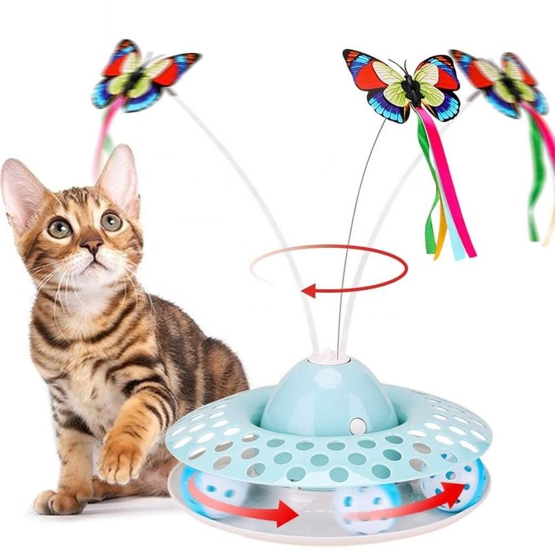 相互猫回転の蝶が付いている自動ティーザー及びエクササイザー子ネコのおもちゃ