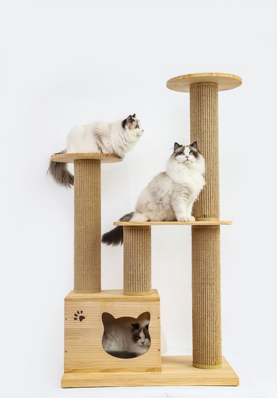 OEM及びODMの贅沢な木猫の上昇の木の家具の安全階段ペット上昇のベッド