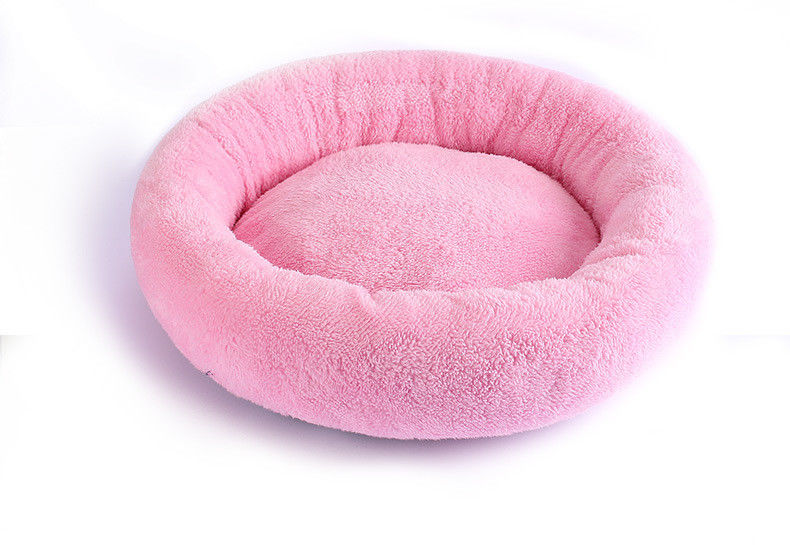 贅沢なPlush柔らかい円形ドーナツ犬のベッドの猫のための洗濯できるクッションのソファー560g