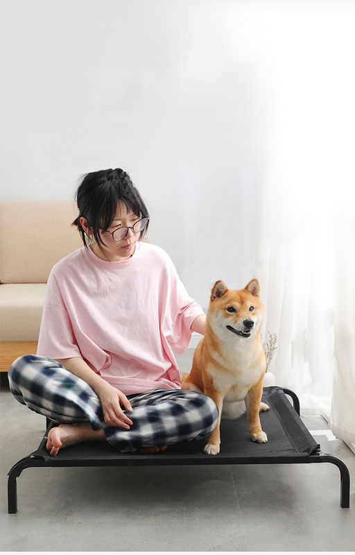 快適なペット ベッドの折畳み式ベッド厚くされたPlushクッションが付いている高い犬のベッドを折る大型の鋼鉄管