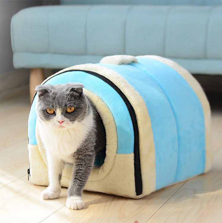 1台の折り畳み式の洞窟ペット睡眠のベッドの自己の暖まる家の形猫の慰めのベッドに付き水晶ビロード2台