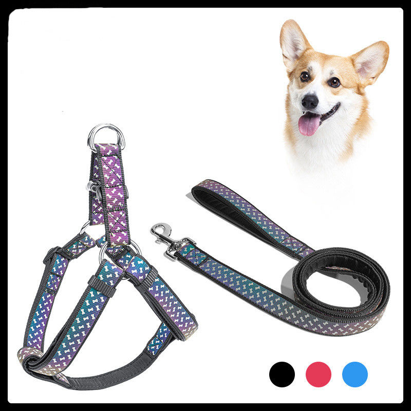 犬の鎖の飼い犬つばの柔らかいネオプレンは付属品反射排他的なペット ロープの馬具の鎖セットをかわいがる
