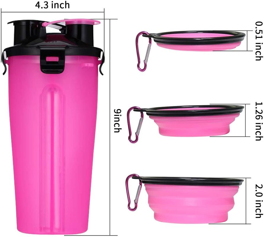 350ml 2つの折りたたみシリコーン ボールが付いている屋外の携帯用ペット水差しディスペンサー