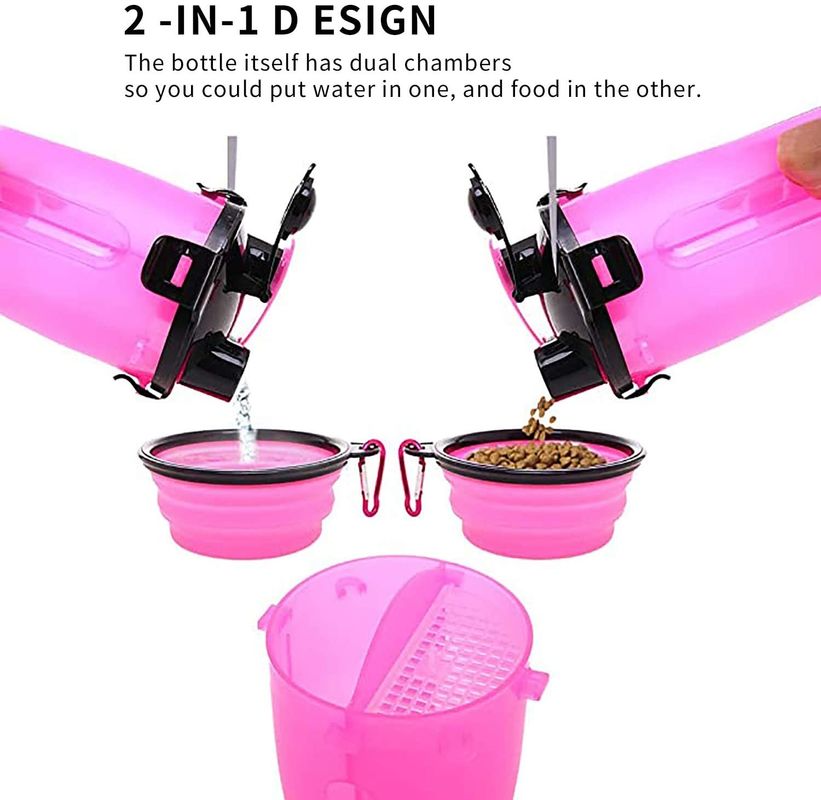 350ml 2つの折りたたみシリコーン ボールが付いている屋外の携帯用ペット水差しディスペンサー