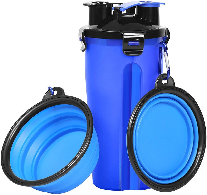 二重Chambered貯蔵の食品容器が付いている1つの犬の水差しに付き屋外の2つ