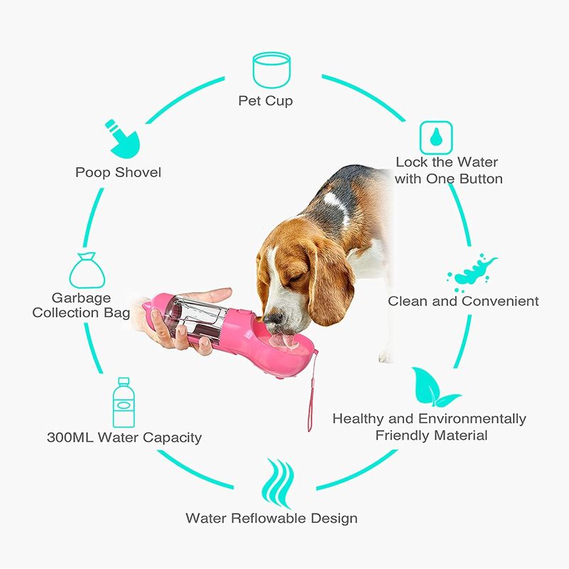 プラスチック屋外犬は水差し300ML走行する