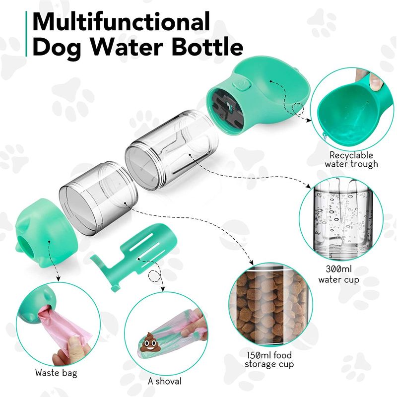 歩くことおよび旅行のための1つの携帯用子犬の水差し300MLに付きMutifunctional 4つ