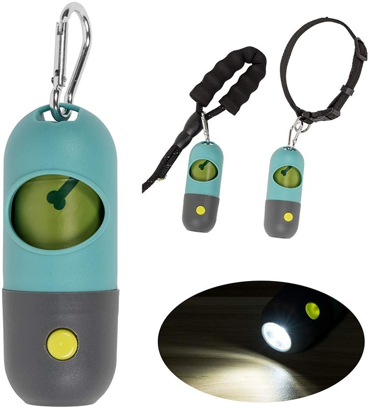 丸薬はLEDの懐中電燈ペット船尾犬の無駄袋のホールダー ディスペンサーを形づける